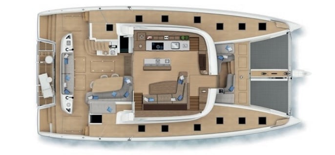 Layout 5 Cabins Central Galley Lagoon Sixty 5 2023