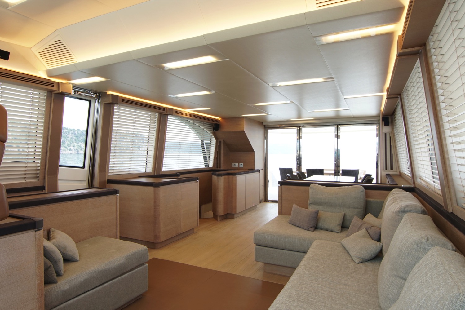 MCY 76 yacht for sale aft saloon view
