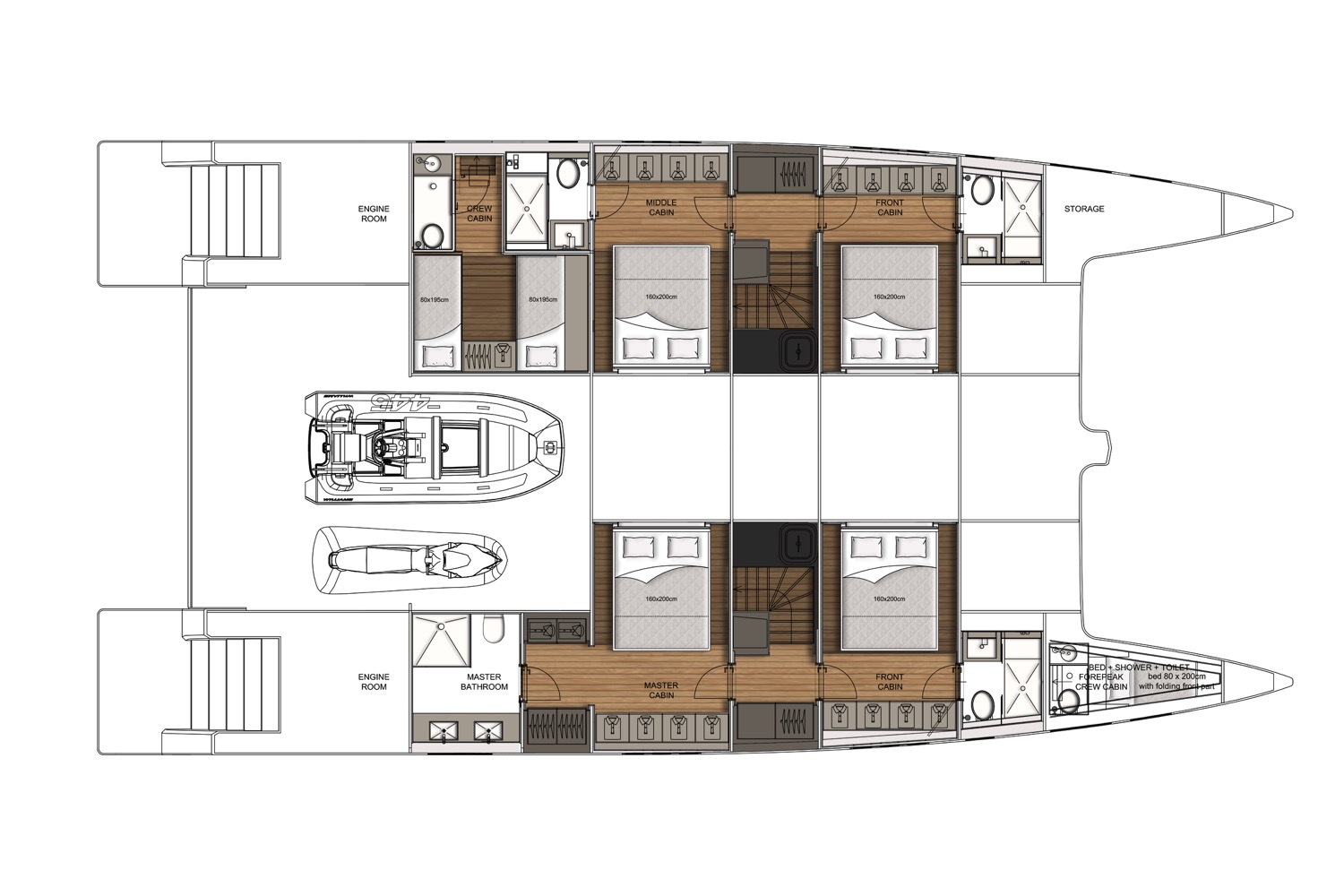 layout-01 Sunreef 68 Supreme KUKLA Lower Deck and Garage